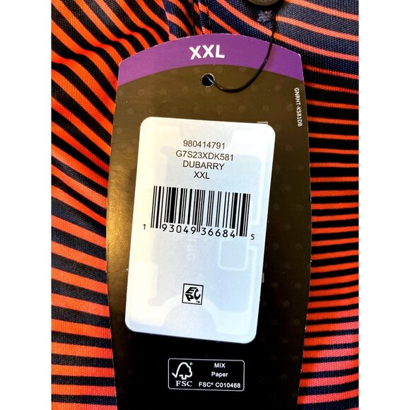 Greg Norman Mens XXL Play Dry Polo Shirt Dubarry Striped Moisture Wicking UPF 30 - Picture 4 of 6